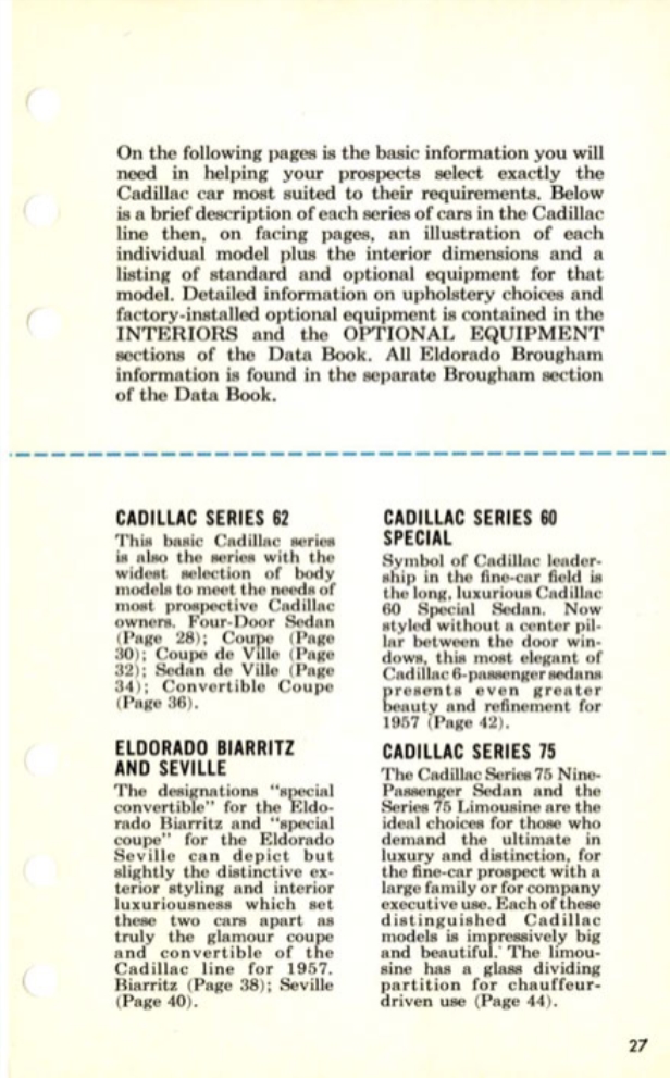 1957 Cadillac Salesmans Data Book Page 92